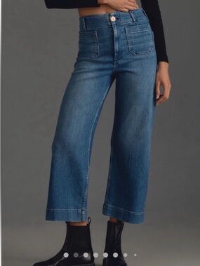 Maeve The Colette Anthropologie High-Rise Wide Leg Cropped Denim Jean, size 30